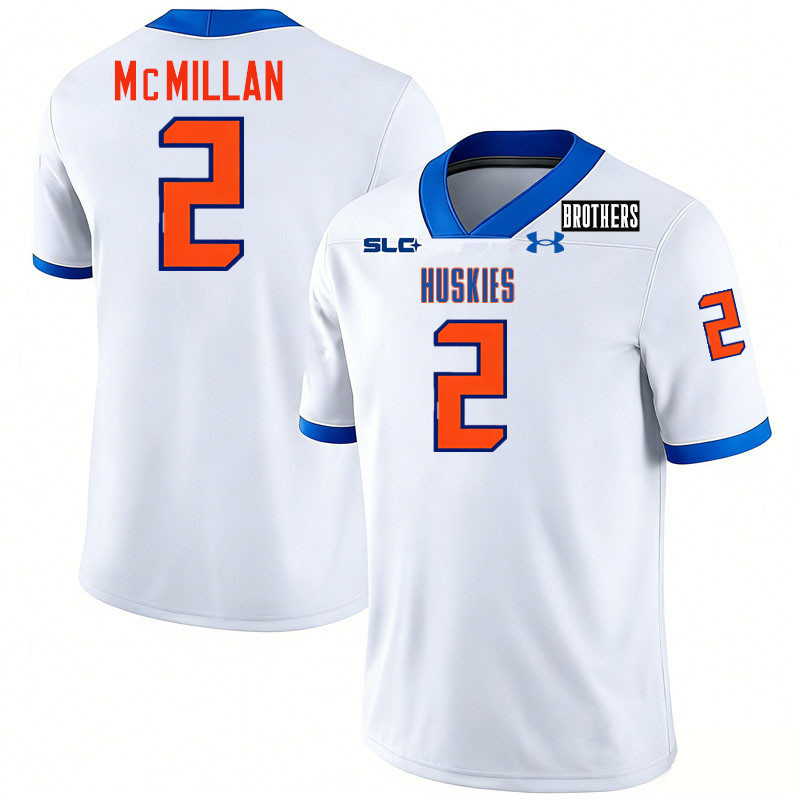 Houston Christian Huskies #2 Deuce McMillan College Football Jerseys,Uniforms-White